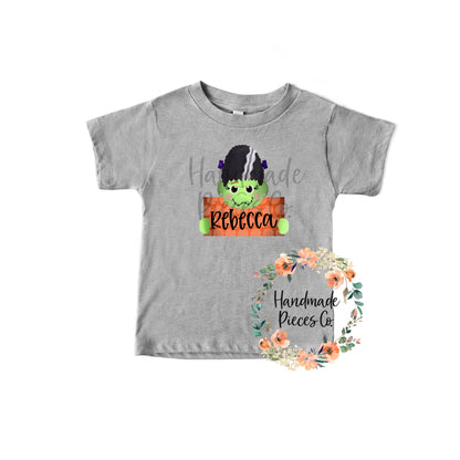 Frankenstein, Girl with Name Sign - Sublimation or HTV Transfer