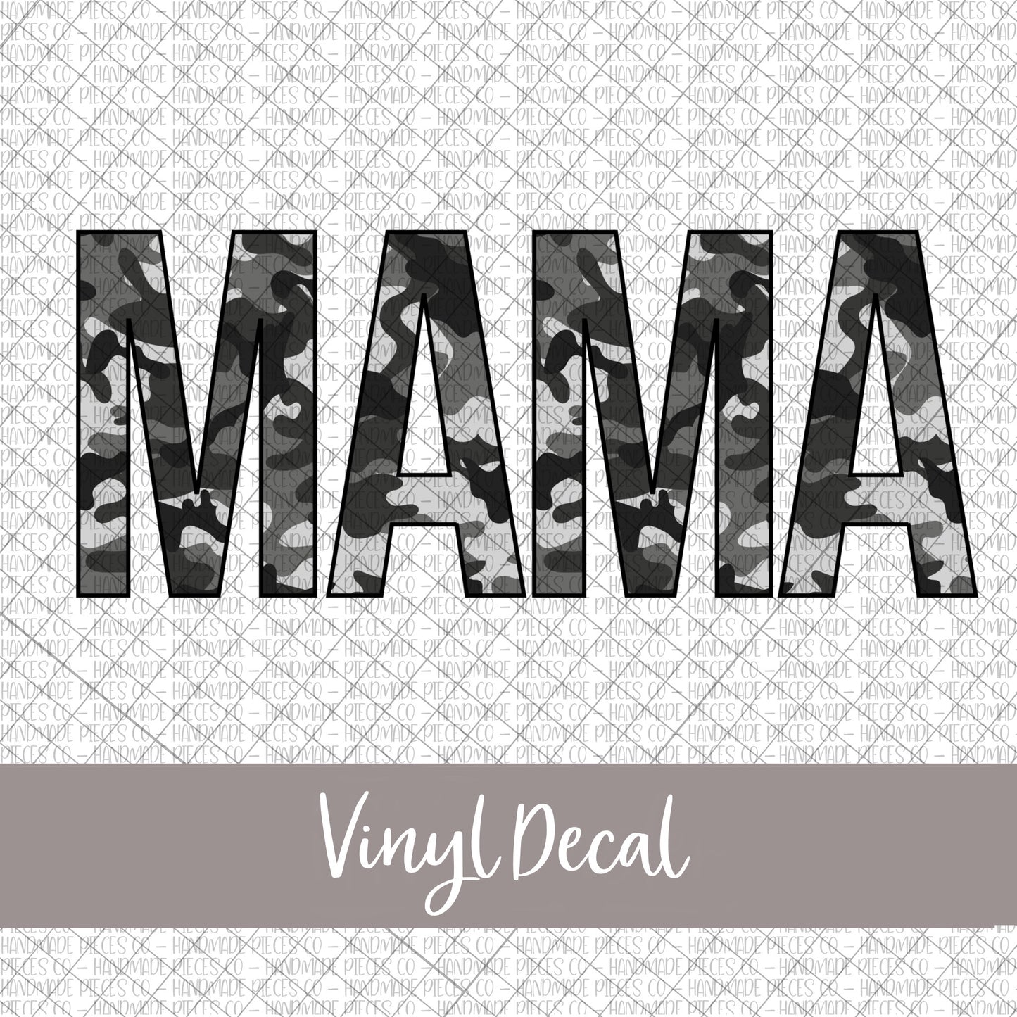 Mama Vinyl Decal, Camouflage Black