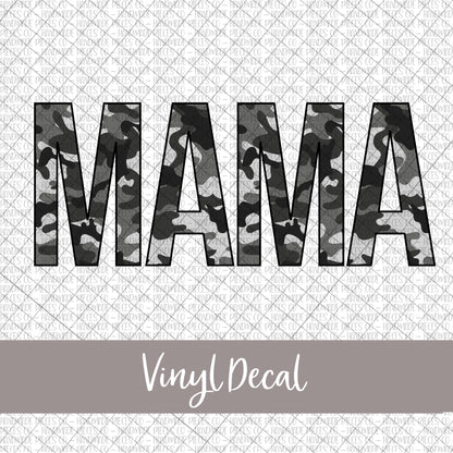 Mama Vinyl Decal, Camouflage Black