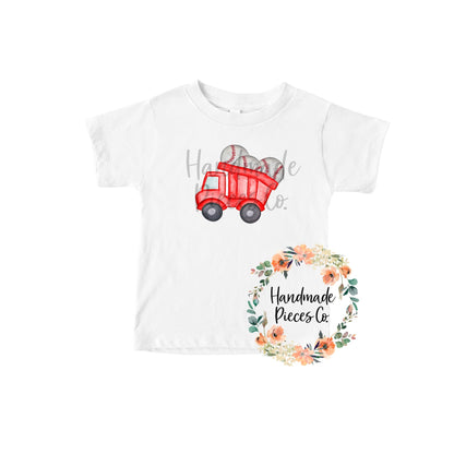 Baseball Dump Truck, Red - Sublimation or HTV Transfer