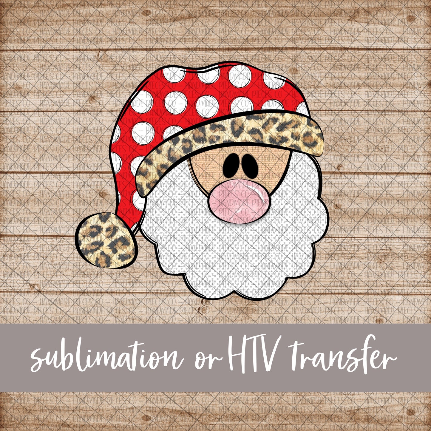 Santa, Leopard Hat - Sublimation or HTV Transfer