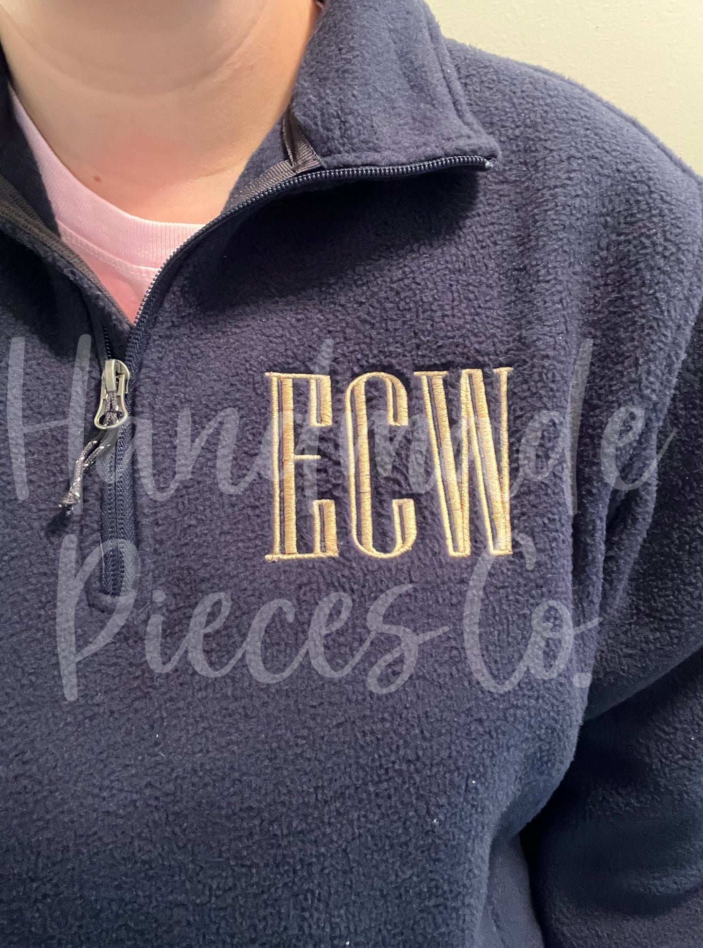 Monogram/Small Text Embroidered QuaterZip Fleece