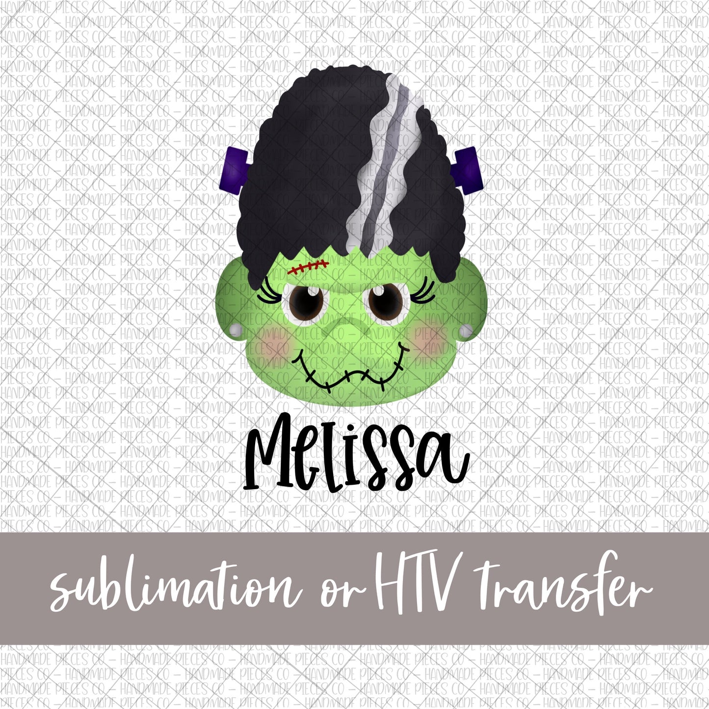 Frankenstein, Girl - Name Optional - Sublimation or HTV Transfer