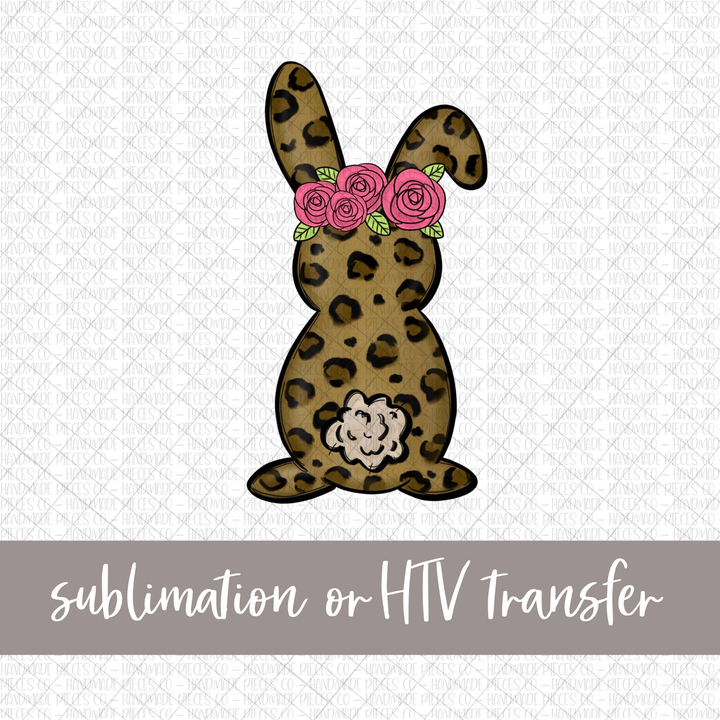 Leopard Bunny with Florals - Sublimation or HTV Transfer