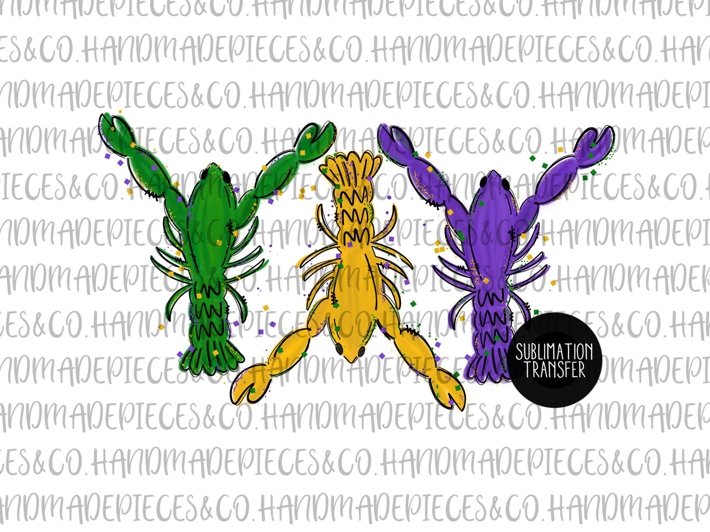 Mardi Gras Crawfish Trio - Sublimation Transfer