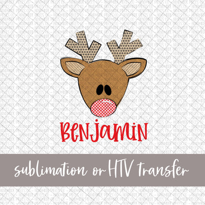 Reindeer, Boy - Triangle Antlers - Name Optional - Sublimation or HTV Transfer