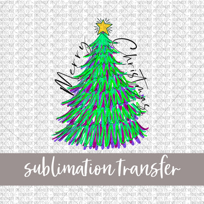 Christmas Tree, Merry Christmas - Sublimation Transfer