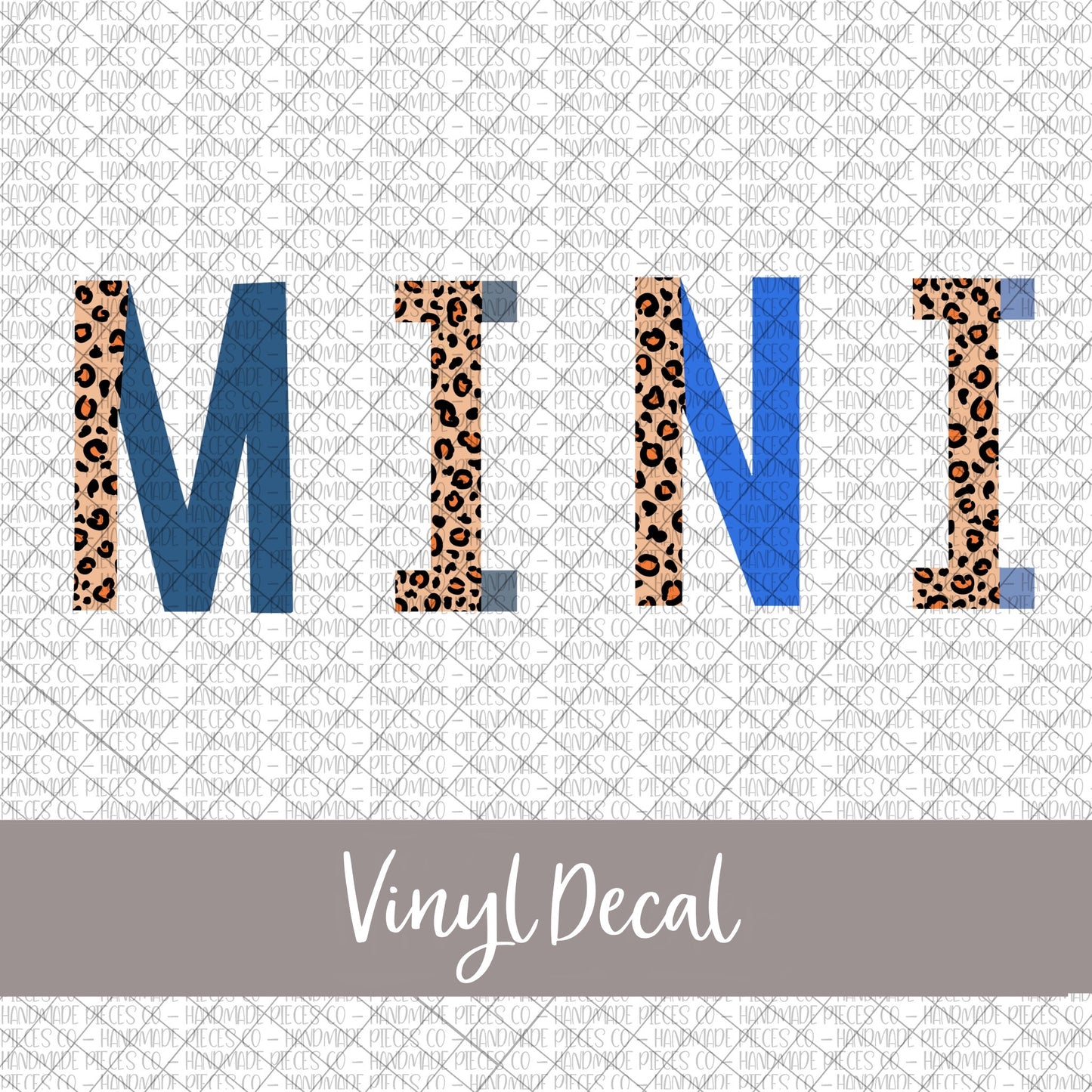 Mini Vinyl Decal, Leopard and Blue