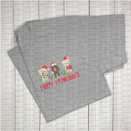 Happy Howlidays Puppies Embroidered Garment - Adult