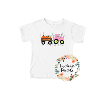 Pumpkin Tractor, Pink - Sublimation or HTV Transfer