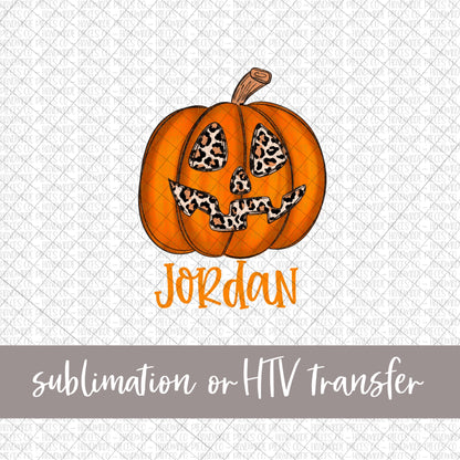 Jackolantern, Leopard - Name Optional - Sublimation or HTV Transfer