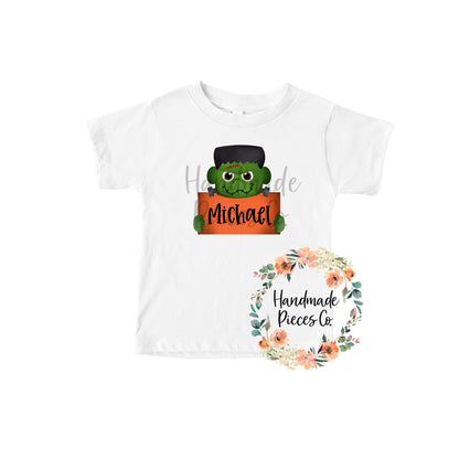 Frankenstein, Boy with Name Sign - Sublimation or HTV Transfer