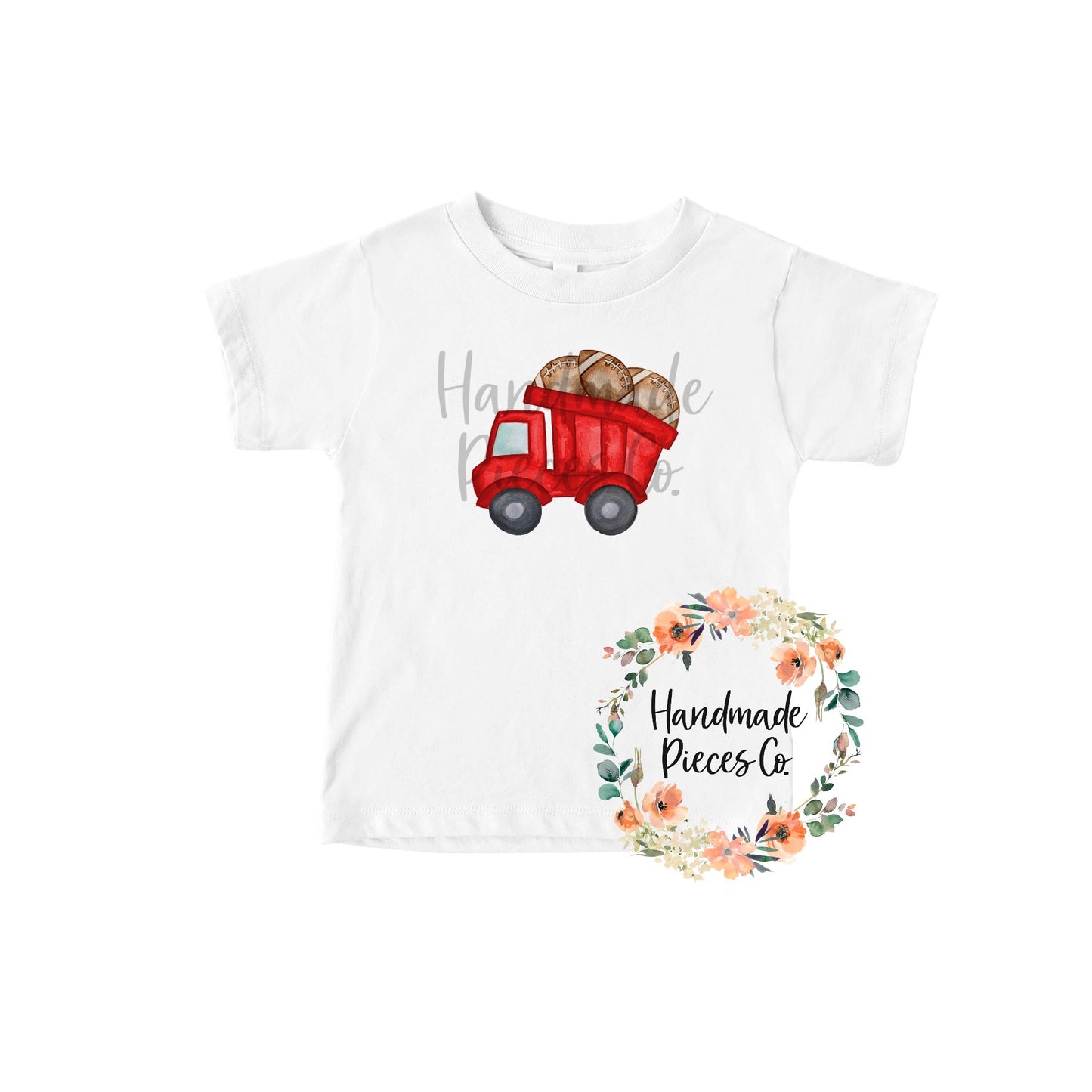 Football Dump Truck, Red - Sublimation or HTV Transfer