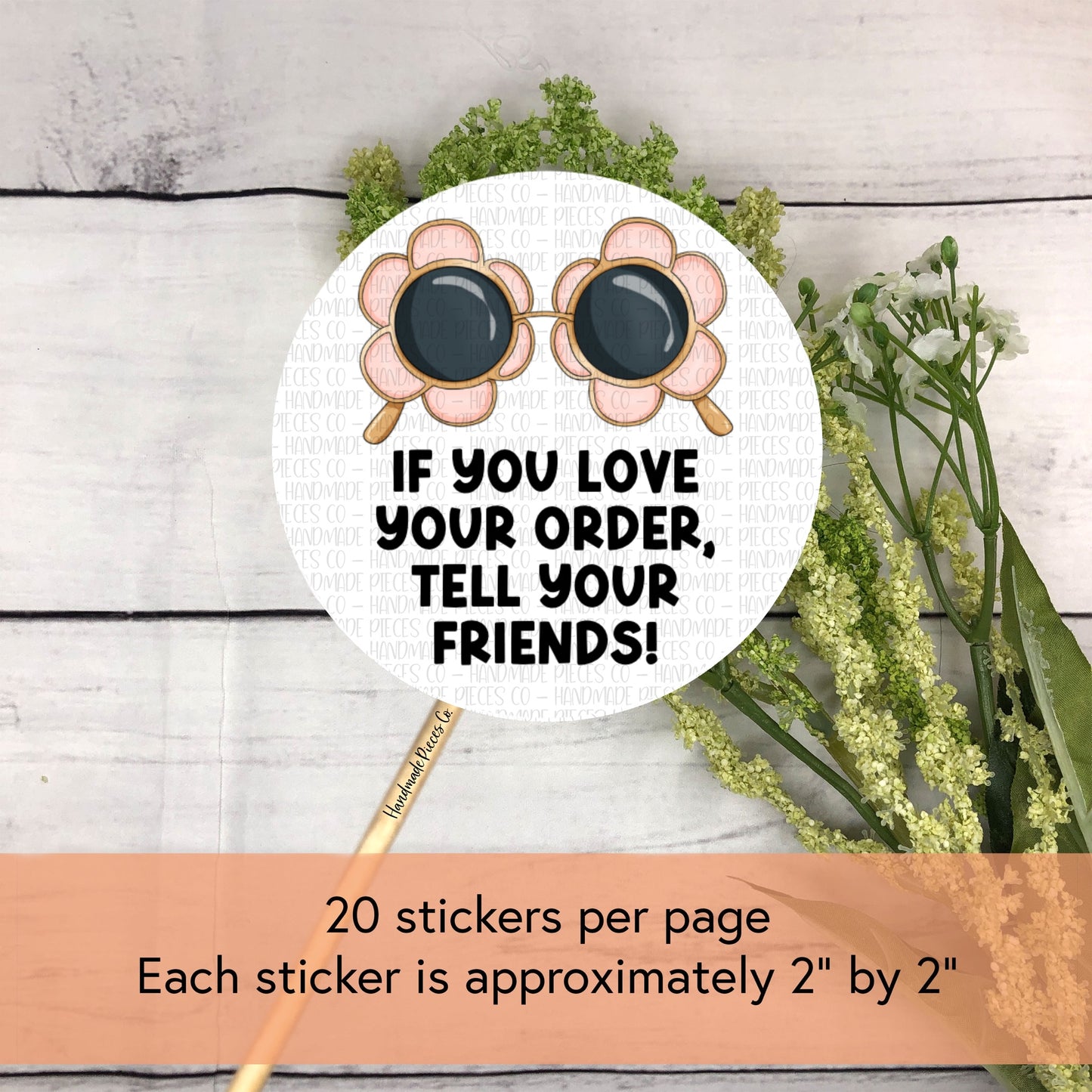 If You Love Your Order, Tell Your Friends - Packaging Sticker, Retro Summer Theme