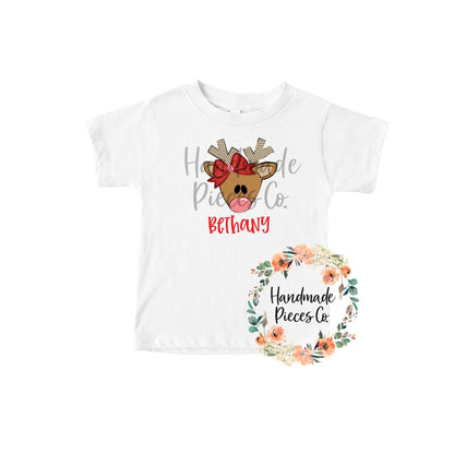 Reindeer, Girl - Triangle Antlers - Name Optional - Sublimation or HTV Transfer