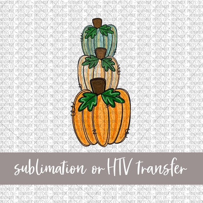 Pumpkin Trio, Stacked - Sublimation or HTV Transfer