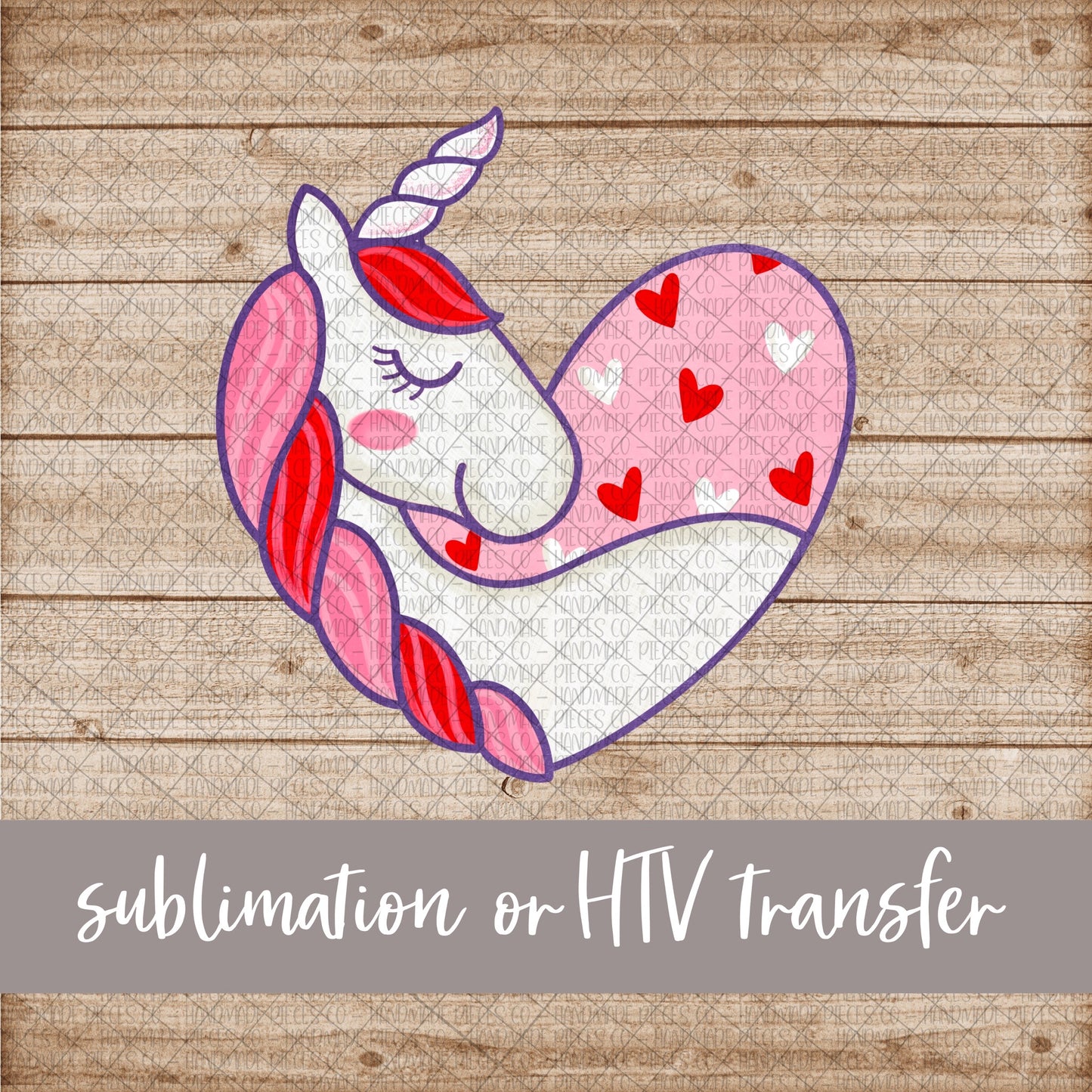 Unicorn Heart, Pink - Sublimation or HTV Transfer