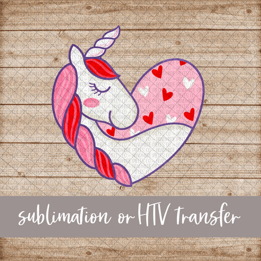 Unicorn Heart, Pink - Sublimation or HTV Transfer