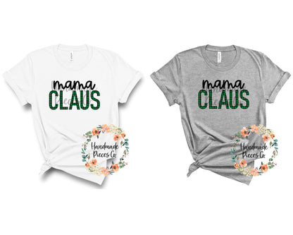 Mama Claus, Green Buffalo Plaid - Sublimation or HTV Transfer