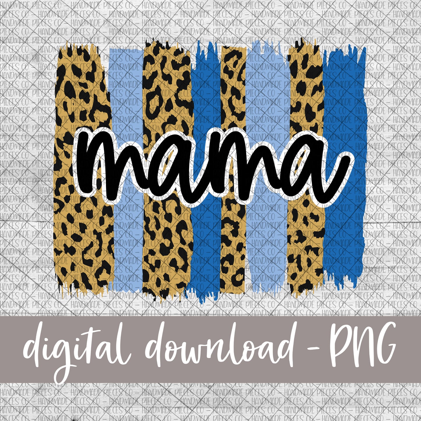 Mama Brushstroke, Cheetah and Blue - Digital Download