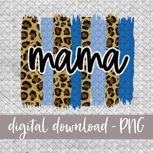 Mama Brushstroke, Leopard and Blue - Digital Download