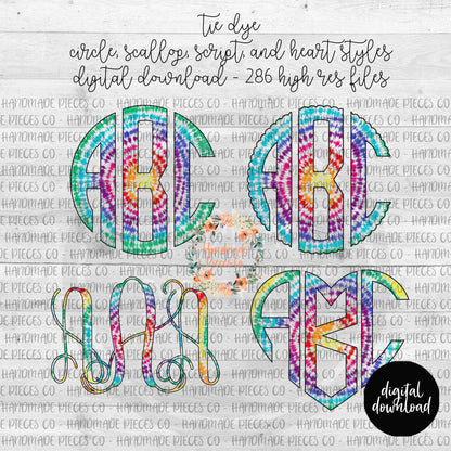 Tie Dye Monogram, Version 2 - Multiple Styles - Digital Download