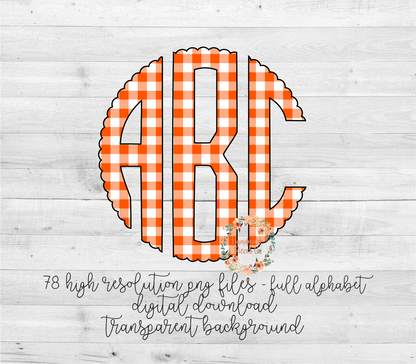 Buffalo Plaid, White and Orange - Multiple Styles - Digital Download