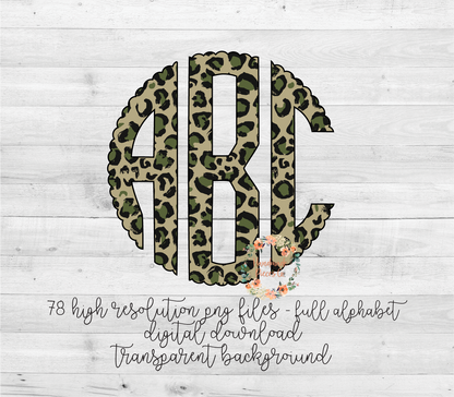 Leopard Camo Monogram - Multiple Styles - Digital Download