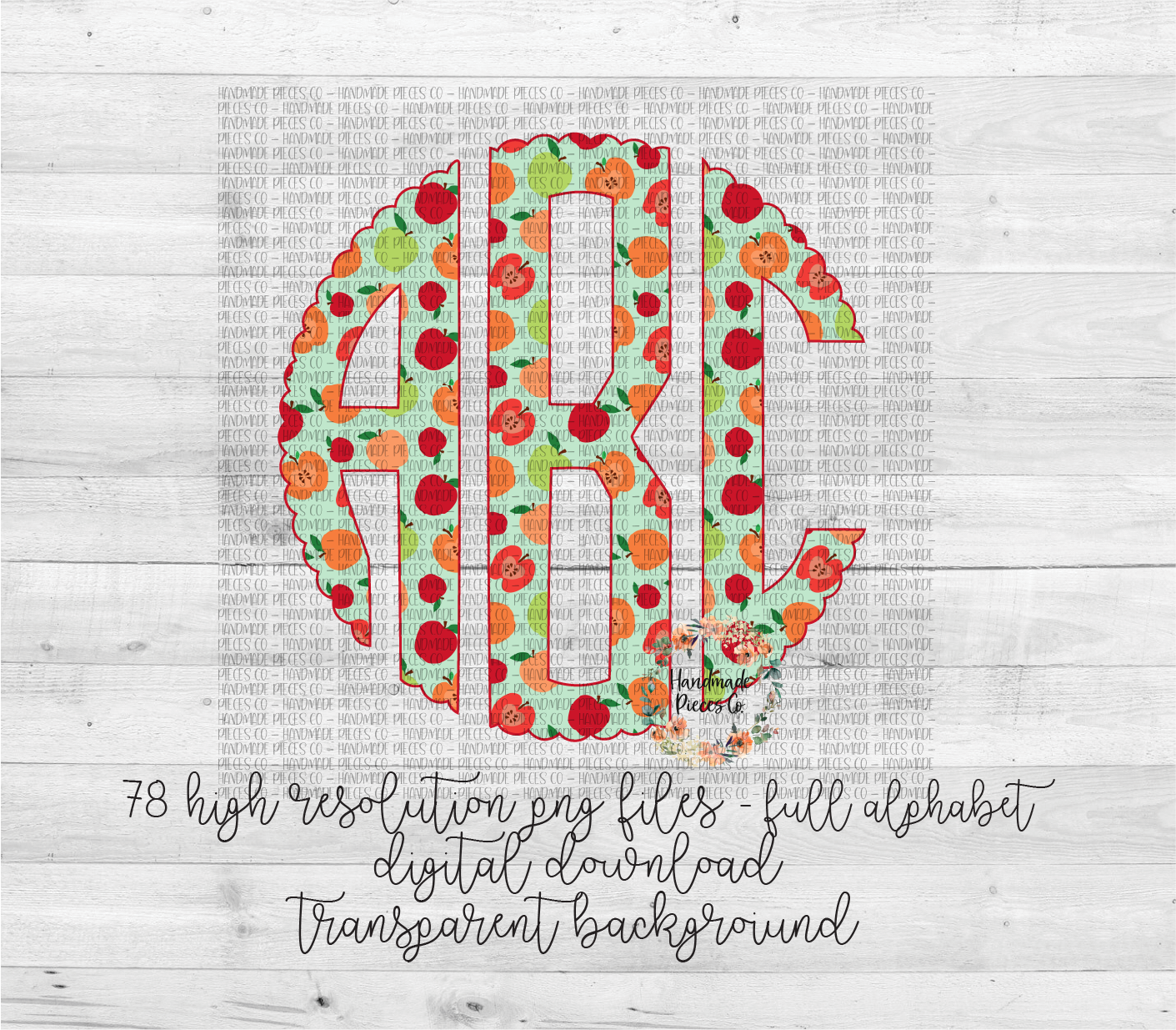 Apple Monogram, Multi Color - Multiple Styles - Digital Download