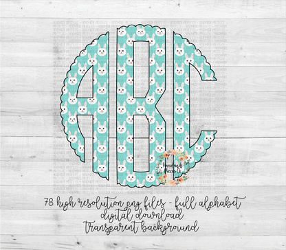 Easter Monogram, Blue Bunny - Multiple Styles - Digital Download