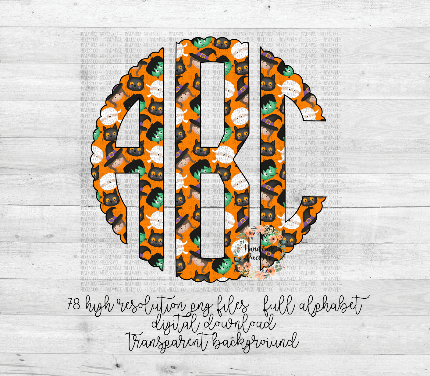 Halloween Monogram, Pattern 3 - Multiple Styles - Digital Download