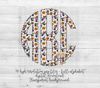 Halloween Monogram, Pattern 2 - Multiple Styles - Digital Download