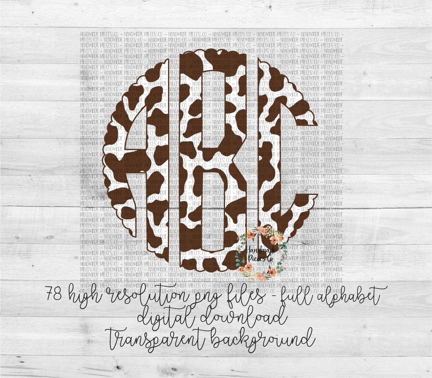 Cow, Brown Monogram - Multiple Styles - Digital Download