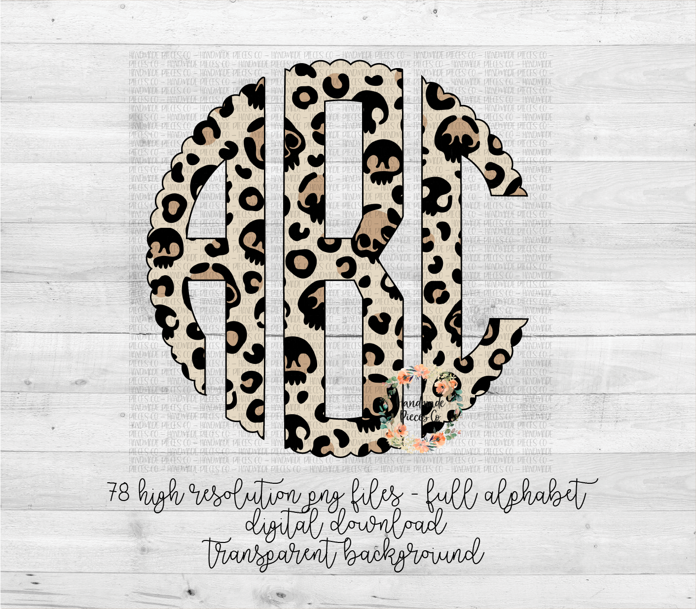 Leopard Skulls Monogram, Light Leopard - Multiple Styles - Digital Download