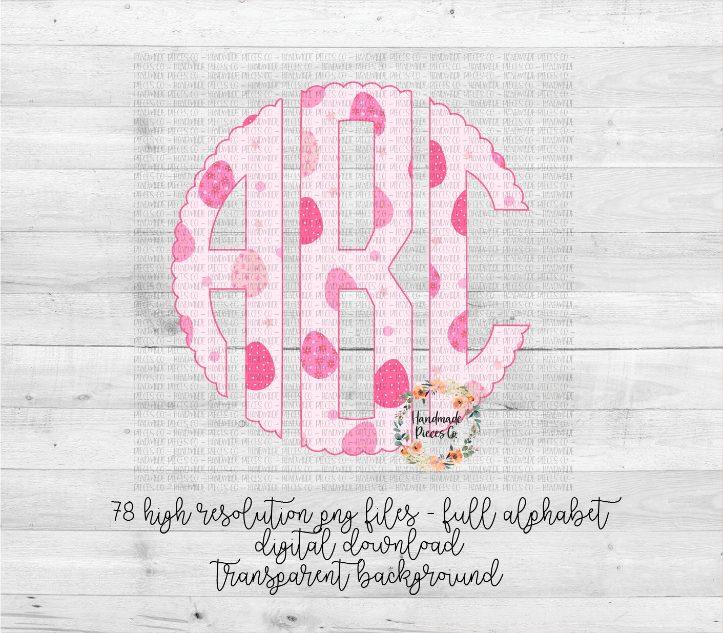 Easter Egg, Pink Monogram - Multiple Styles - Digital Download