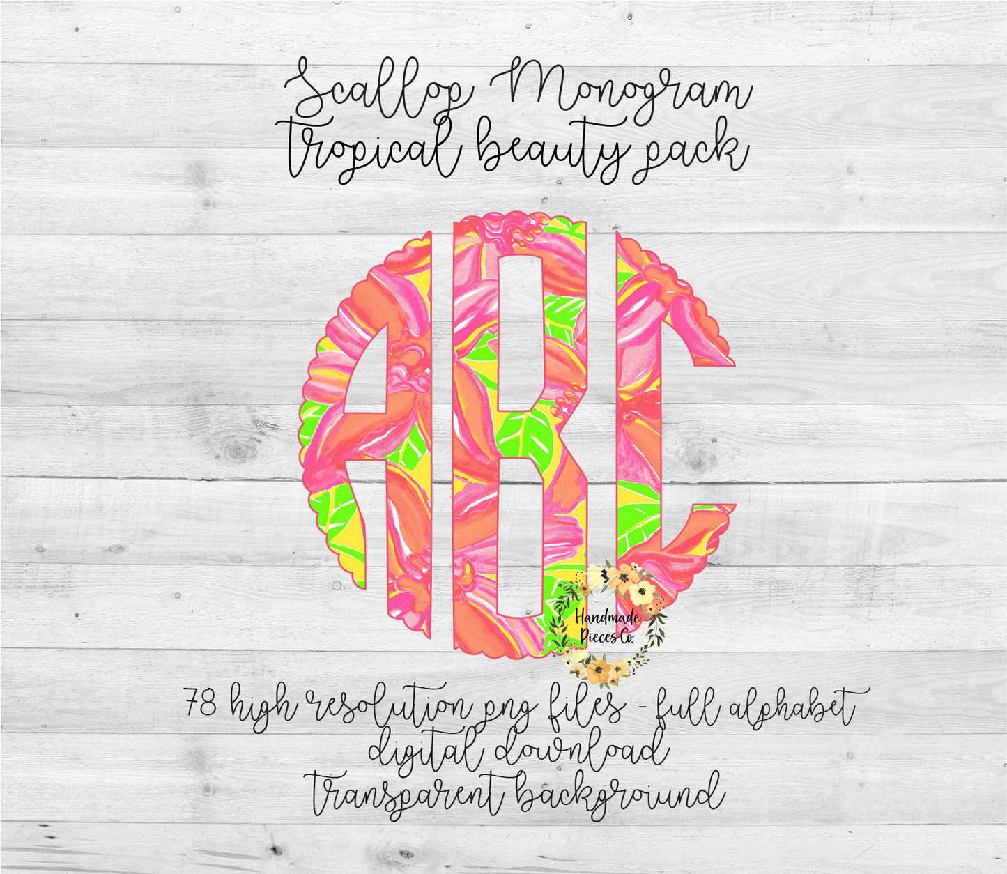 Tropical Beauty Monogram - Multiple Styles - Digital Download