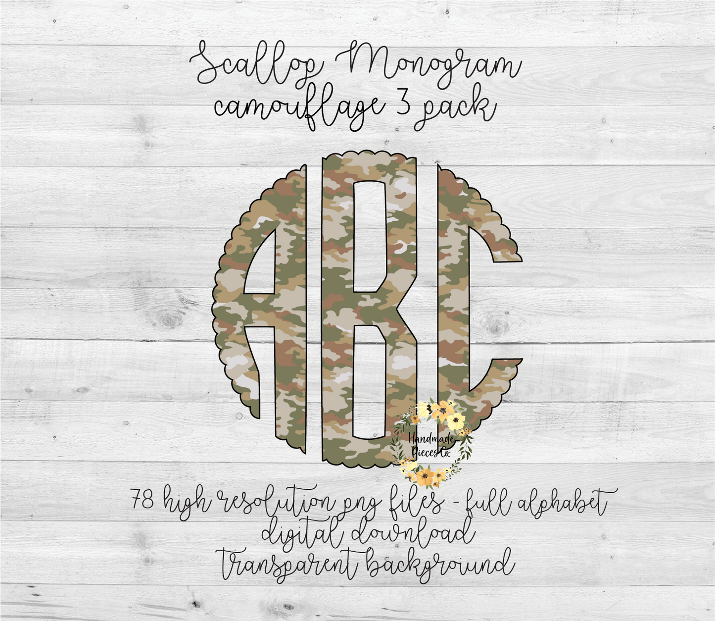 Camouflage 3 Monogram - Multiple Styles - Digital Download