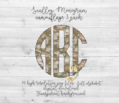 Camouflage 3 Monogram - Multiple Styles - Digital Download