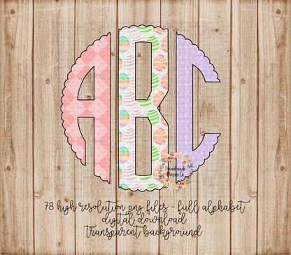 Easter Trio Monogram, Easter Egg - Multiple Styles - Digital Download