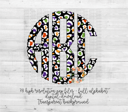 Halloween Monogram, Leopard Pattern 2 - Multiple Styles - Digital Download