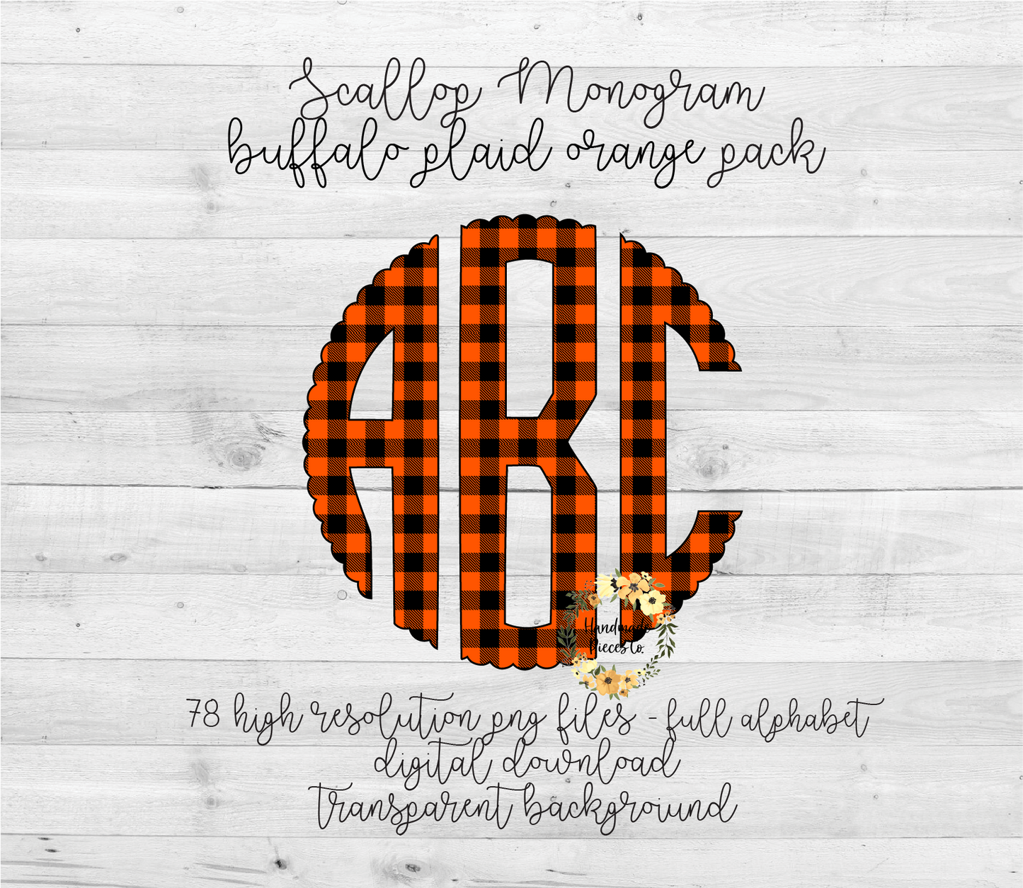 Buffalo Plaid, Orange Monogram - Multiple Styles - Digital Download