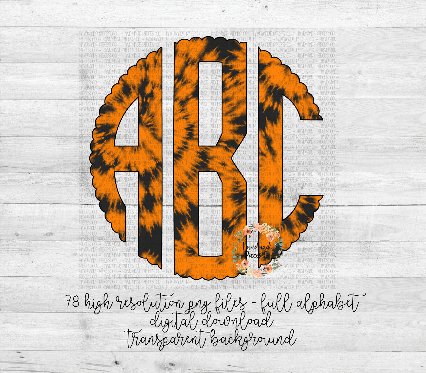 Halloween Tie Dye Monogram, Orange - Multiple Styles - Digital Download