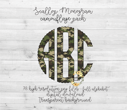 Camouflage 1 Monogram - Multiple Styles - Digital Download