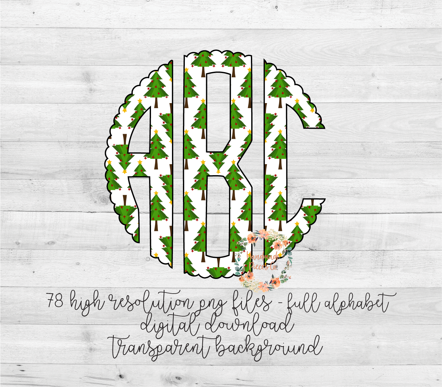 Christmas Trees Monogram - Multiple Styles - Digital Download