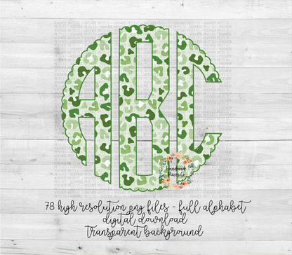 Leopard Monogram, Green Multicolor - Multiple Styles - Digital Download