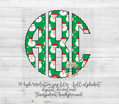 Santa Monogram, Green - Multiple Styles - Digital Download