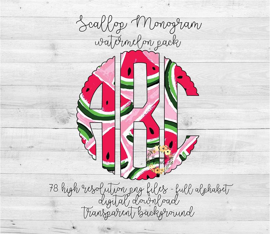 Watermelon Monogram - Multiple Styles - Digital Download