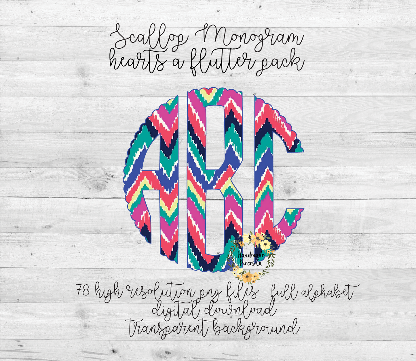 Hearts a Flutter Monogram - Multiple Styles - Digital Download