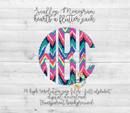 Hearts a Flutter Monogram - Multiple Styles - Digital Download