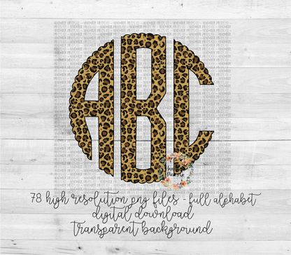 Leopard Monogram, Small Print - Multiple Styles - Digital Download